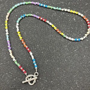 🌈 Anthro inspired Rainbow Seed Bead Necklace Handmade